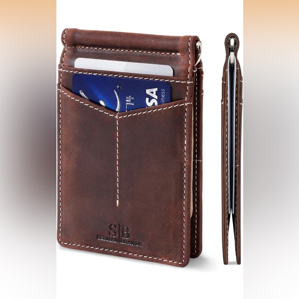Sherman Brothers Brown Leather Card Wallet